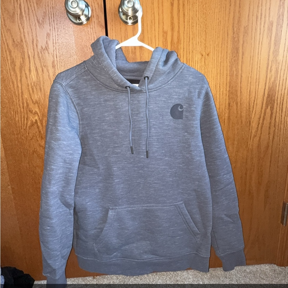 Gray Carhartt Womens Clarksburg Graphic Sleeve Hoodie sweatshirt